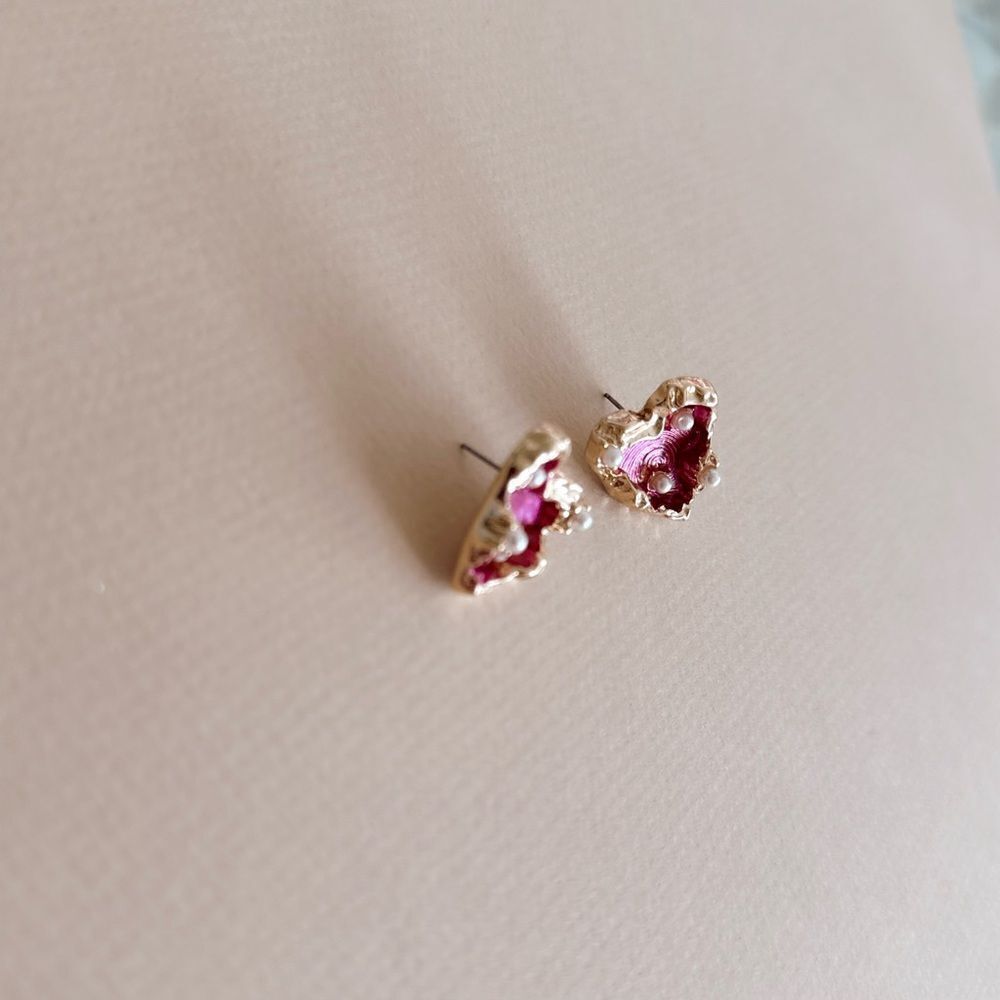Vintage heart earrings S822 - Picture 2 of 3